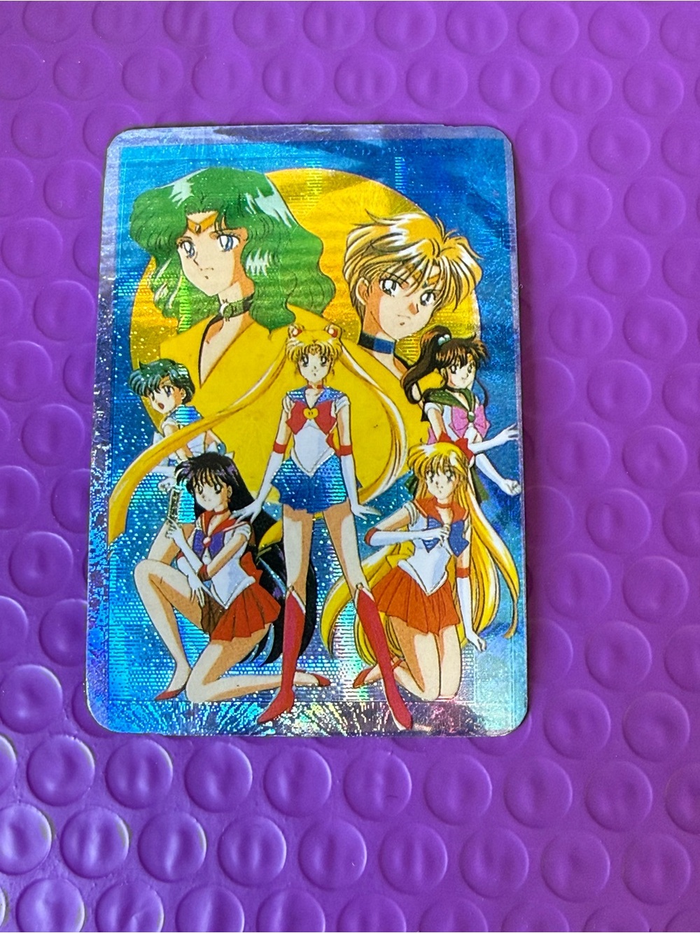 Vintage Prismatic Sailor Moon Card ~ Senshi with Sailor Neptune Sailor Uranus